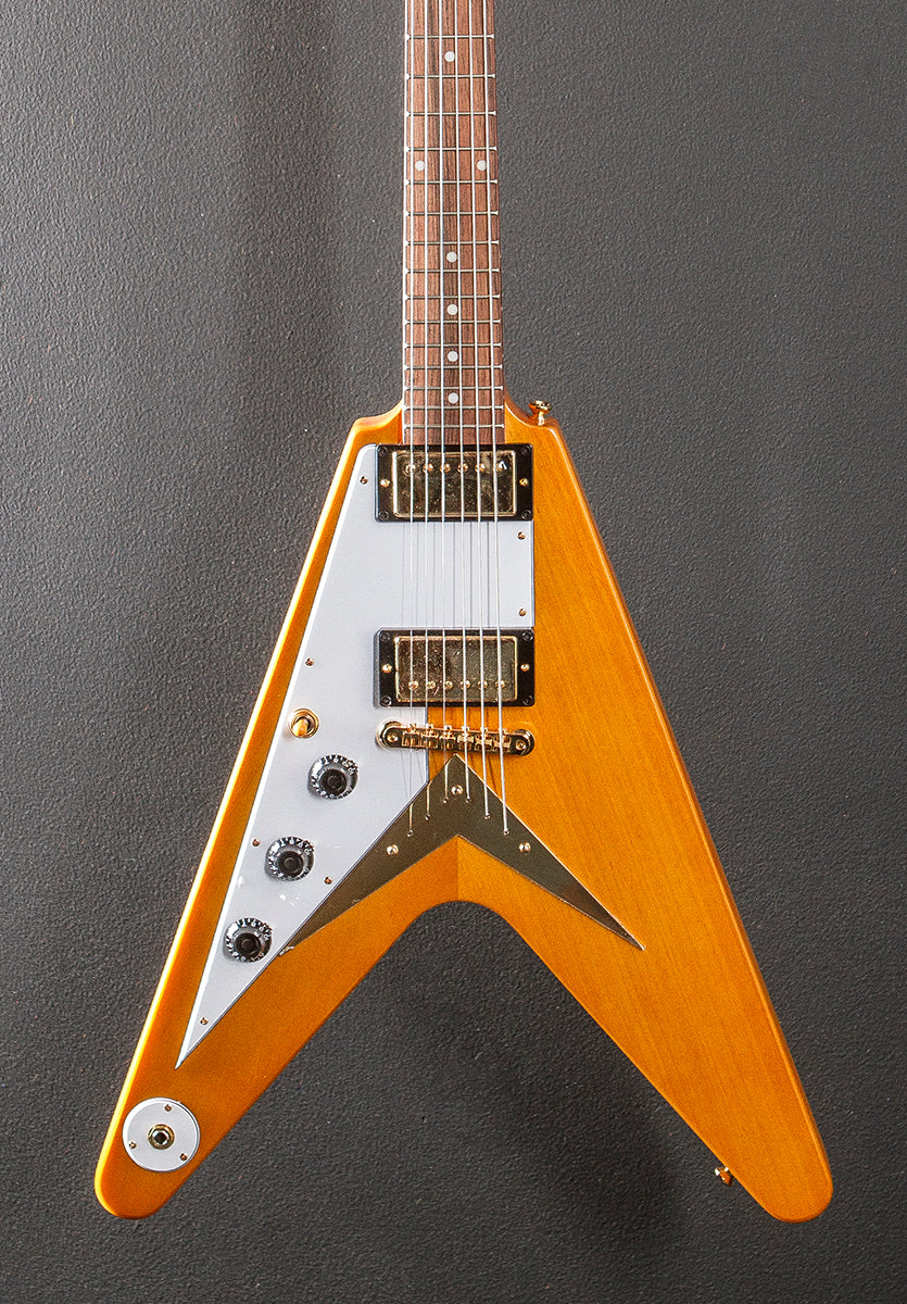 1958 Korina Flying V (White Pickguard) Left Hand - Aged Natural