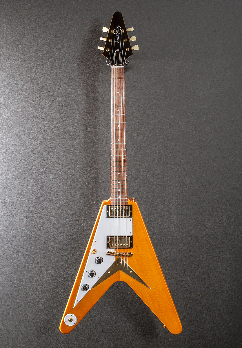 1958 Korina Flying V (White Pickguard) Left Hand - Aged Natural