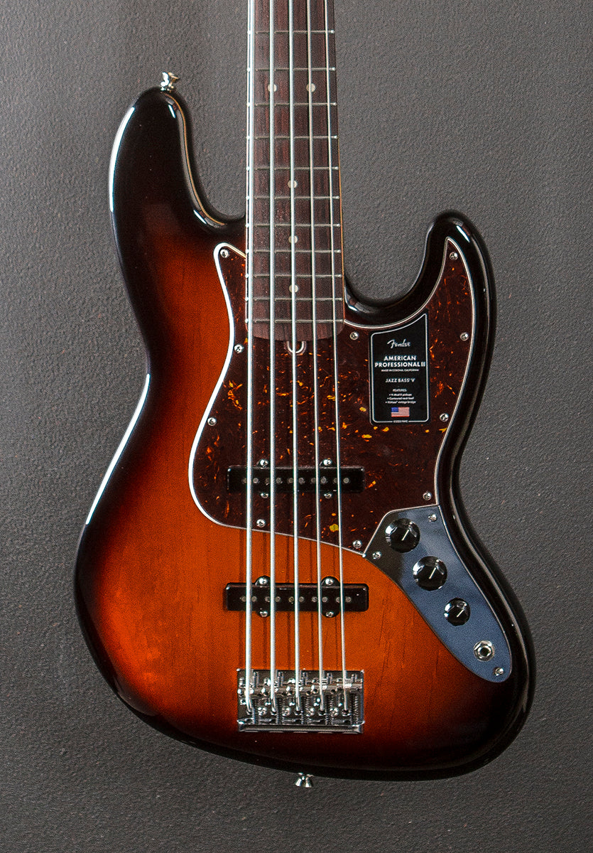 American Professional II Jazz Bass V - 3 Color Sunburst w/Rosewood